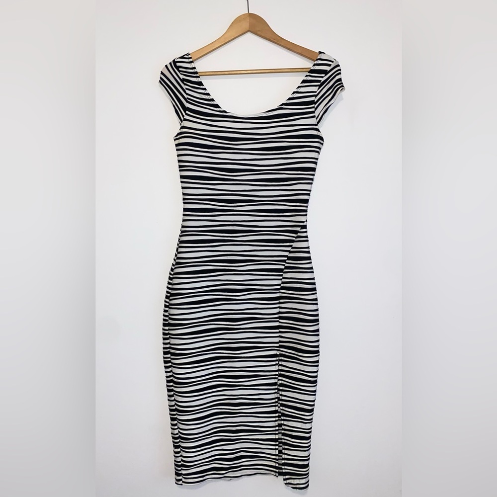 Body Contouring Striped Midi Dress